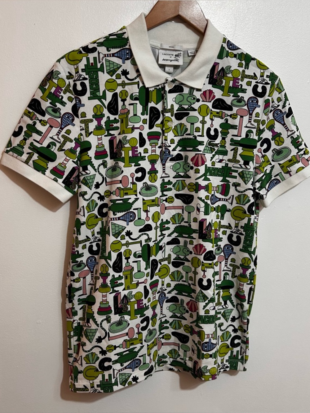 Lacoste Polo Shirt Unisex Small White Green Croco Series Jeremyville Limited